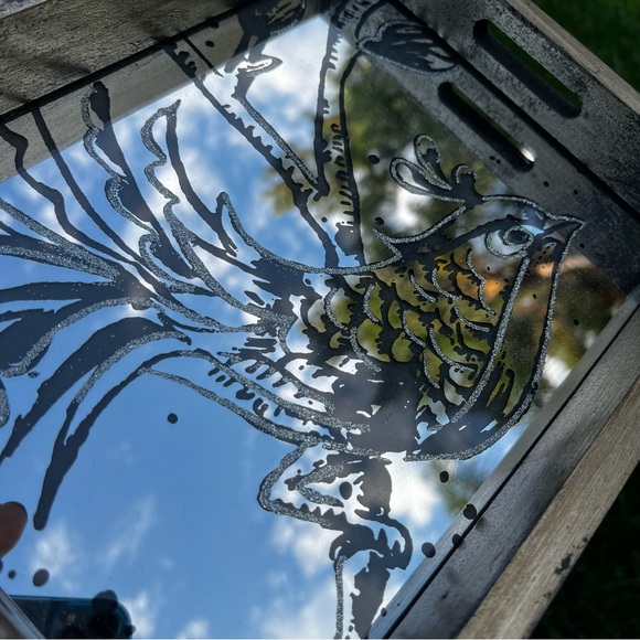 Fujian Jianou Furen Wood Industry Decorative Mirrored Tray with Bird Design - Picture 9 of 10